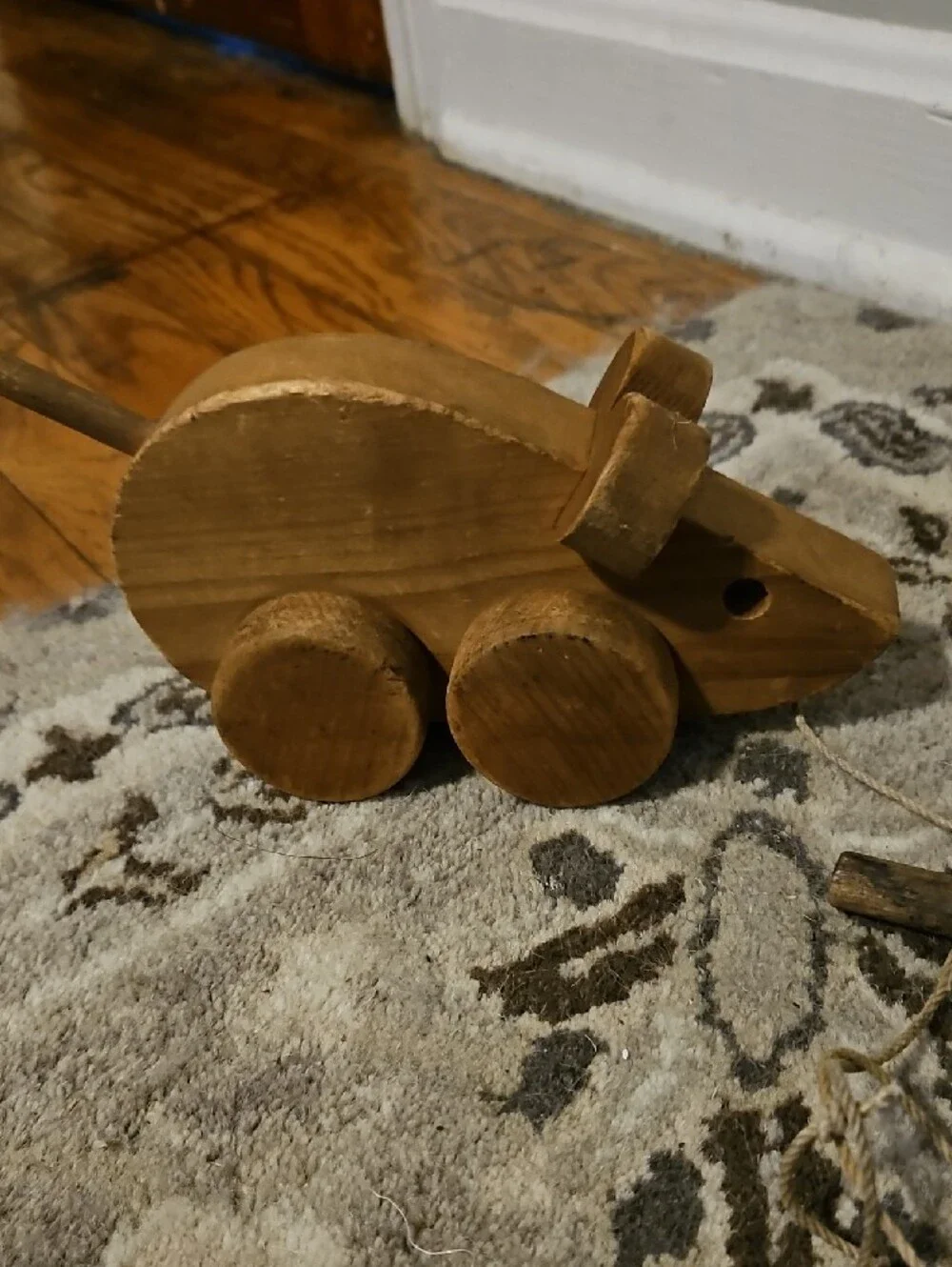 Classic Wooden Pull-Along Mouse Toy in Brown Sunflower Workshop